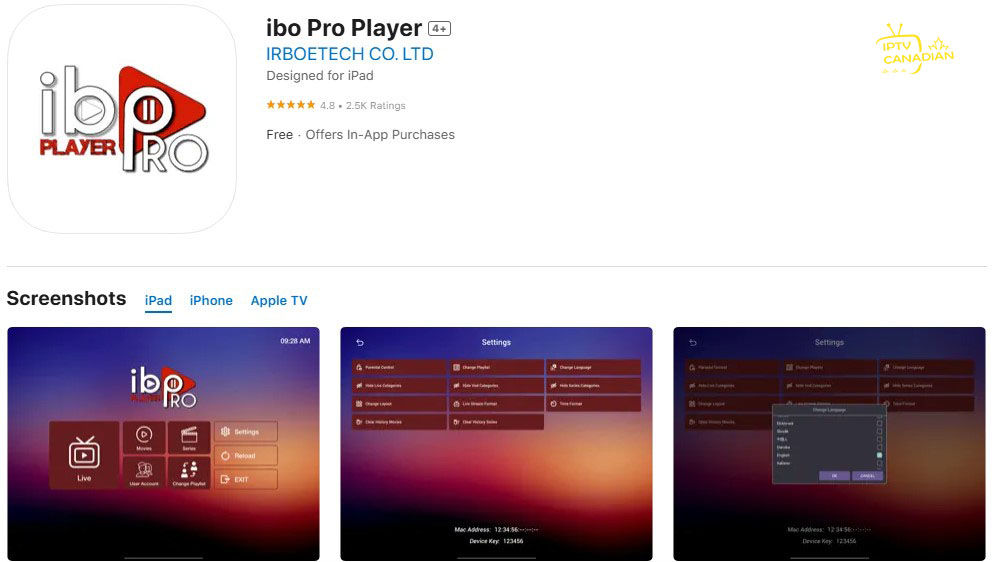 ibo pro player version originale sur Apple TV