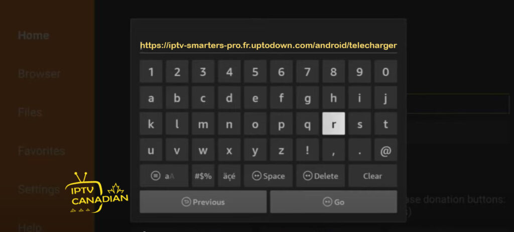 Tapez le lien de téléchargement de IPTV SMARTERS PRO